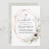 Waterverf Eucalyptus Geometric Virtual Wedding Kaart (Voorkant / Achterkant)