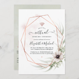 Waterverf Eucalyptus Geometric Virtual Wedding Kaart