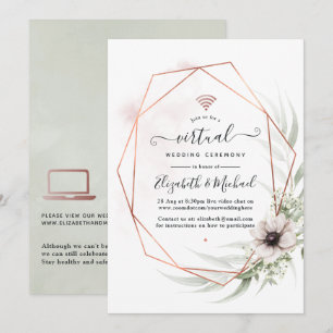 Waterverf Eucalyptus Geometric Virtual Wedding Kaart