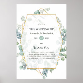 Waterverf Eucalyptus Geometric Weddenschap Welkom Poster