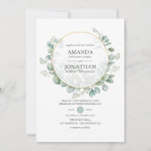 Waterverf Eucalyptus Geometric Wedding Kaart (Voorkant)