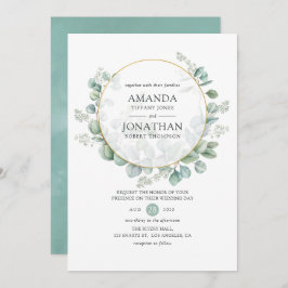 Waterverf Eucalyptus Geometric Wedding Kaart