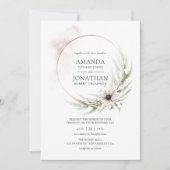 Waterverf Eucalyptus Geometric Wedding Kaart (Voorkant)