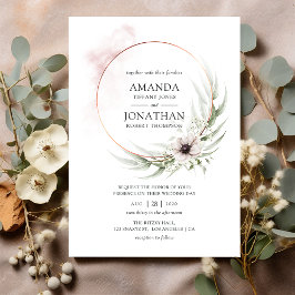 Waterverf Eucalyptus Geometric Wedding Kaart