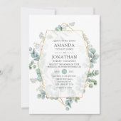 Waterverf Eucalyptus Geometric Wedding Kaart (Voorkant)