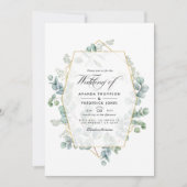 Waterverf Eucalyptus Geometric Wedding Kaart (Voorkant)