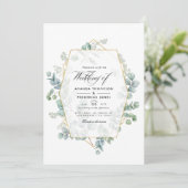 Waterverf Eucalyptus Geometric Wedding Kaart (Staand voorkant)