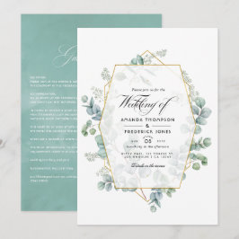 Waterverf Eucalyptus Geometric Wedding Kaart