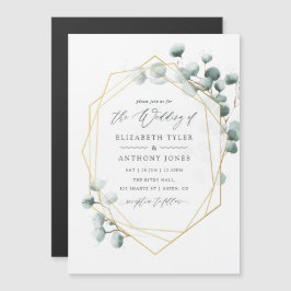Waterverf Eucalyptus Geometric Wedding Magnetische Uitnodiging
