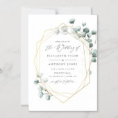 Waterverf Eucalyptus Geometric Wedding Magnetische Uitnodiging (Voorkant)