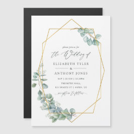 Waterverf Eucalyptus Geometric Wedding Magnetische Uitnodiging