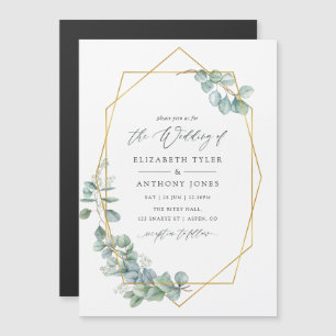 Waterverf Eucalyptus Geometric Wedding Magnetische Uitnodiging