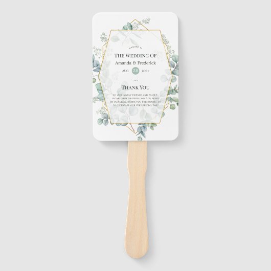 Waterverf Eucalyptus Geometric Wedding Program Handwaaier (Voorkant)