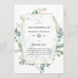 Waterverf Eucalyptus Geometric Wedding Programmakaart