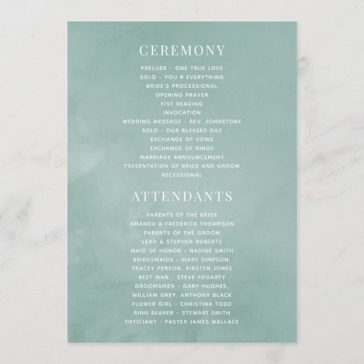 Waterverf Eucalyptus Geometric Wedding Programmakaart (Achterkant)