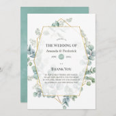 Waterverf Eucalyptus Geometric Wedding Programmakaart (Voorkant / Achterkant)