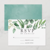 Waterverf Eucalyptus Geometric Wedding RSVP Kaartje (Voorkant / Achterkant)