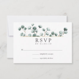 Waterverf Eucalyptus Geometric Wedding RSVP Kaartje