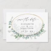 Waterverf Eucalyptus Geometric Wedding Save The Date (Voorkant)