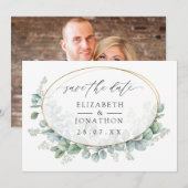 Waterverf Eucalyptus Geometric Wedding Save The Date (Voorkant / Achterkant)