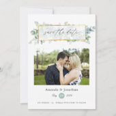 Waterverf Eucalyptus Geometric Wedding Save The Date (Voorkant)