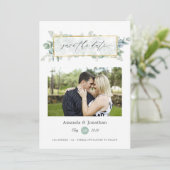 Waterverf Eucalyptus Geometric Wedding Save The Date (Staand voorkant)