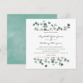 Waterverf Eucalyptus Geometric Wedding Uitnodiging (Voorkant / Achterkant)