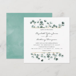 Waterverf Eucalyptus Geometric Wedding Uitnodiging