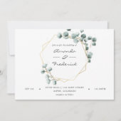 Waterverf Eucalyptus Geometric Wedding Uitnodiging (Voorkant)
