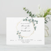 Waterverf Eucalyptus Geometric Wedding Uitnodiging (Staand voorkant)