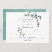 Waterverf Eucalyptus Geometric Wedding Uitnodiging (Voorkant / Achterkant)