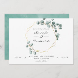 Waterverf Eucalyptus Geometric Wedding Uitnodiging