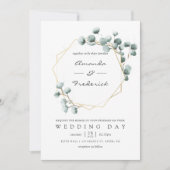 Waterverf Eucalyptus Geometric Wedding Uitnodiging (Voorkant)