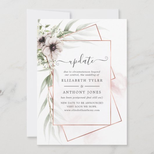 Waterverf Eucalyptus Geometric Wedding Update Kaart (Voorkant)