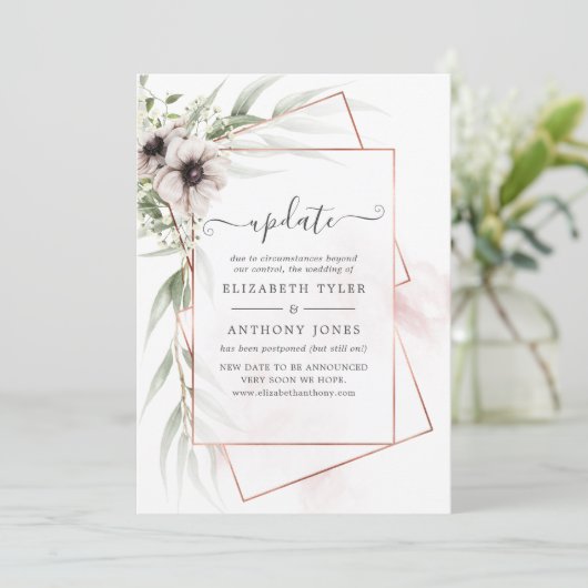 Waterverf Eucalyptus Geometric Wedding Update Kaart (Staand voorkant)