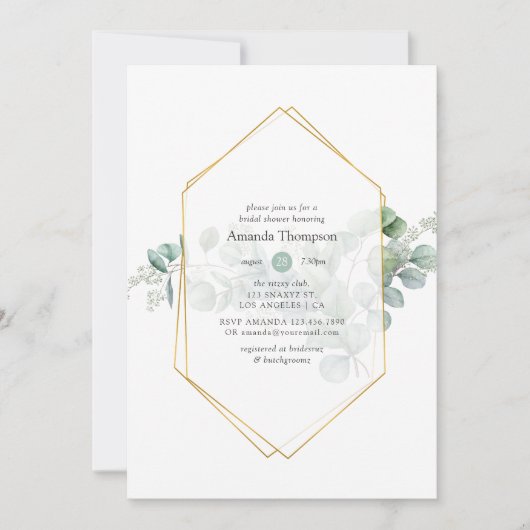 Waterverf Eucalyptus Geometrisch Vrijgezellenfeest Kaart (Voorkant)