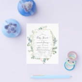 Waterverf Eucalyptus Geometrische Baby Shower Flyer (Enkel)