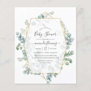 Waterverf Eucalyptus Geometrische Baby Shower Flyer