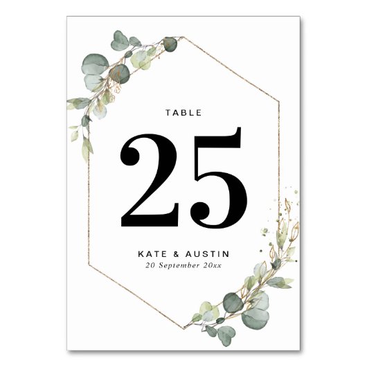 Waterverf eucalyptus geometrische bruiloft kaart (Voorkant)