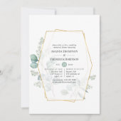 Waterverf Eucalyptus Geometrische repetitie Diner Kaart (Voorkant)