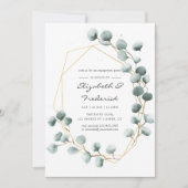 Waterverf Eucalyptus Geometrische Verloving Feest Kaart (Voorkant)