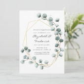 Waterverf Eucalyptus Geometrische Verloving Feest Kaart (Staand voorkant)