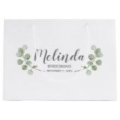 Waterverf Eucalyptus gepersonaliseerde bruidsmeisj Groot Cadeauzakje (Voorkant)