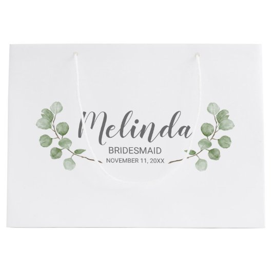 Waterverf Eucalyptus gepersonaliseerde bruidsmeisj Groot Cadeauzakje