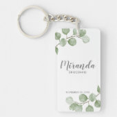 Waterverf Eucalyptus gepersonaliseerde bruidsmeisj Sleutelhanger (Voorkant)