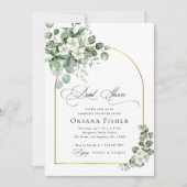 Waterverf Eucalyptus Gold Arch Chic Vrijgezellenfe Kaart (Voorkant)