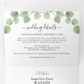 Waterverf Eucalyptus & Gold Classic Wedding Drieluik Uitnodiging (Binnenzijde eerst)