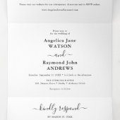 Waterverf Eucalyptus & Gold Classic Wedding Drieluik Uitnodiging (Binnenkant midden)