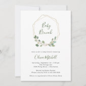 Waterverf Eucalyptus | Gold Geometric Baby Brunch Kaart (Voorkant)