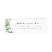 Waterverf Eucalyptus & Gold Geometric Etiket (Voorkant)